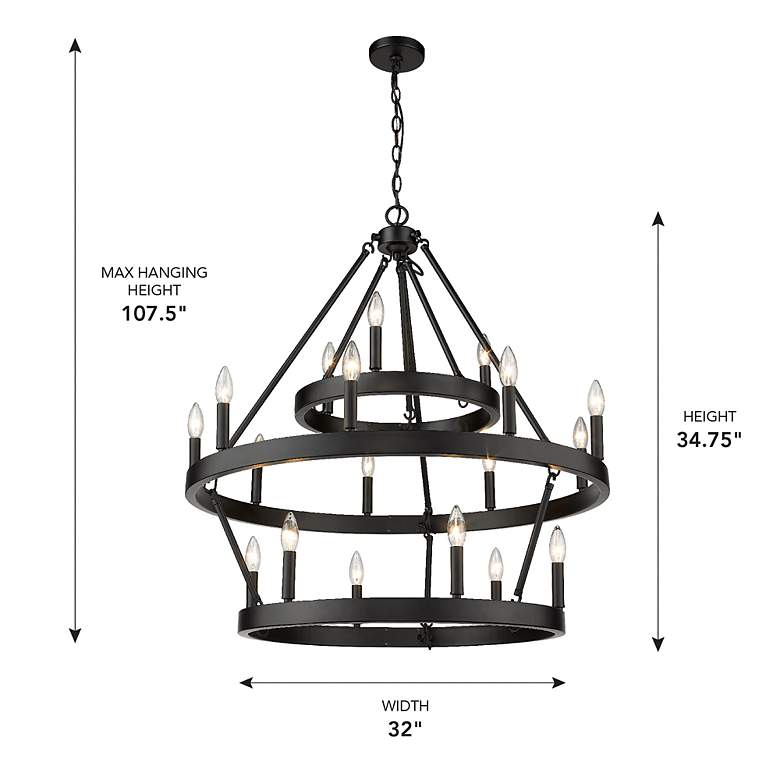 Image 4 Alastair 32" Wide Matte Black 18-Light Chandelier more views