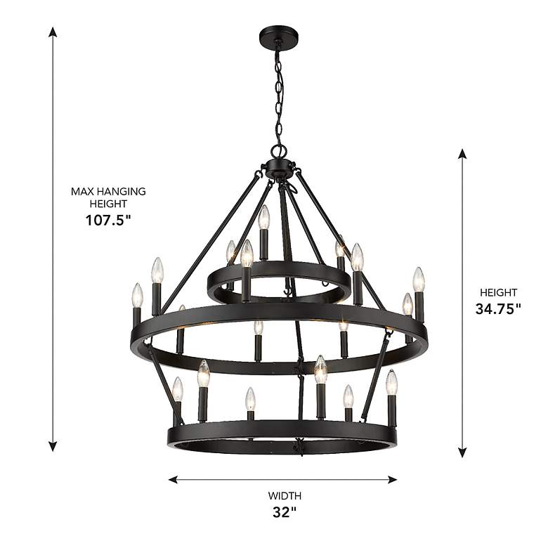 Image 4 Alastair 32 inch Wide Matte Black 18-Light Chandelier more views