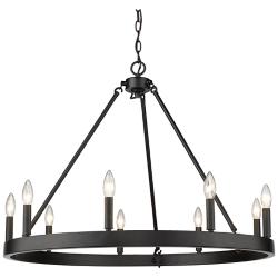 Alastair 32" Wide Matte Black 9-Light Ring-Round Chandelier