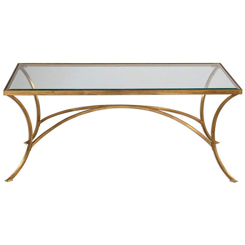 Image 3 Alayna 48 inch Wide Antiqued Gold Rectangular Coffee Table