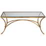 Alayna 48" Wide Antiqued Gold Rectangular Coffee Table in scene
