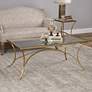 4_Alayna 48" Wide Antiqued Gold Rectangular Coffee Table more views