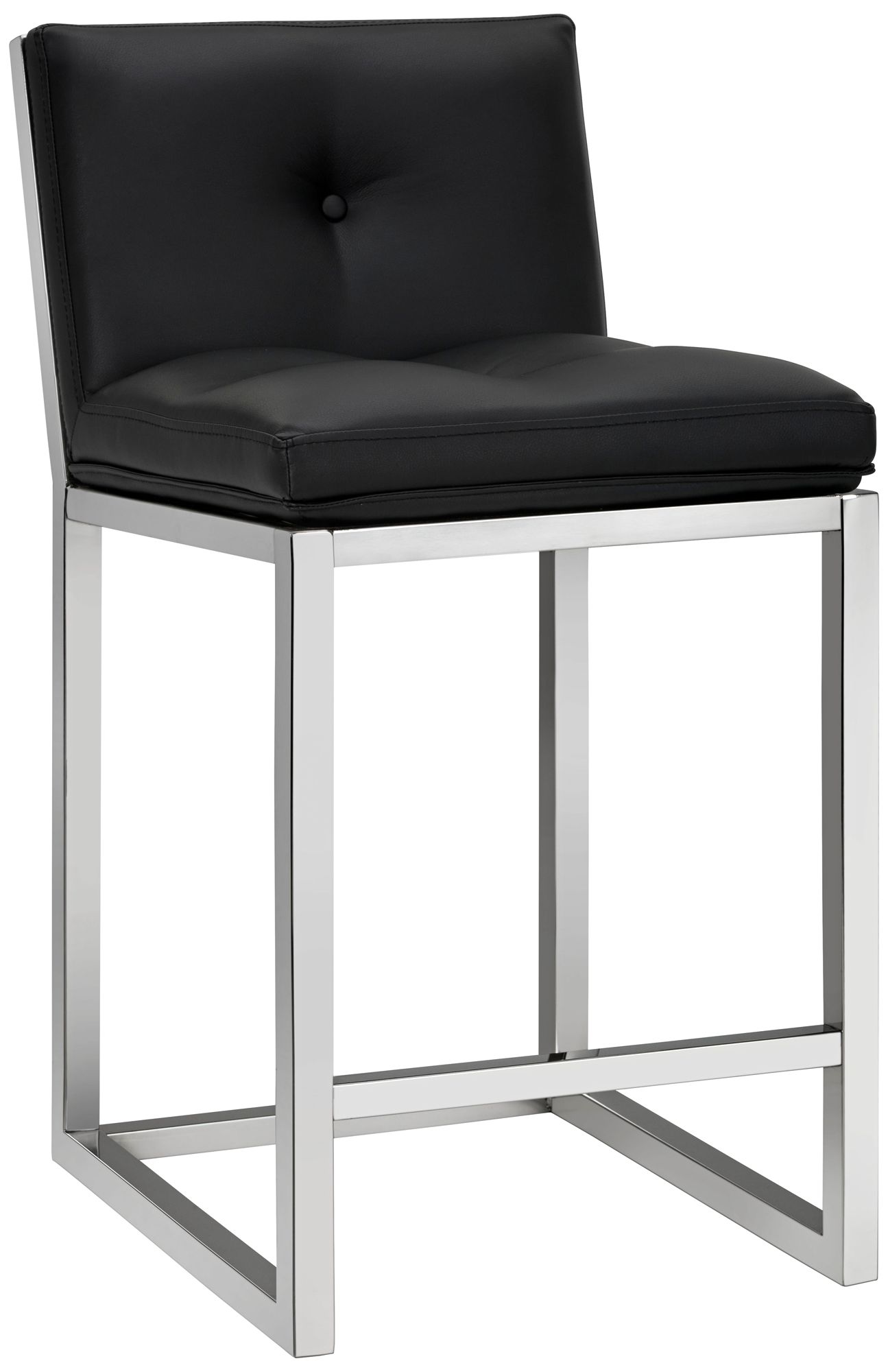 Alba 26" Black Faux Leather Tufted Counter Stool