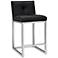 Alba 26" Black Faux Leather Tufted Counter Stool