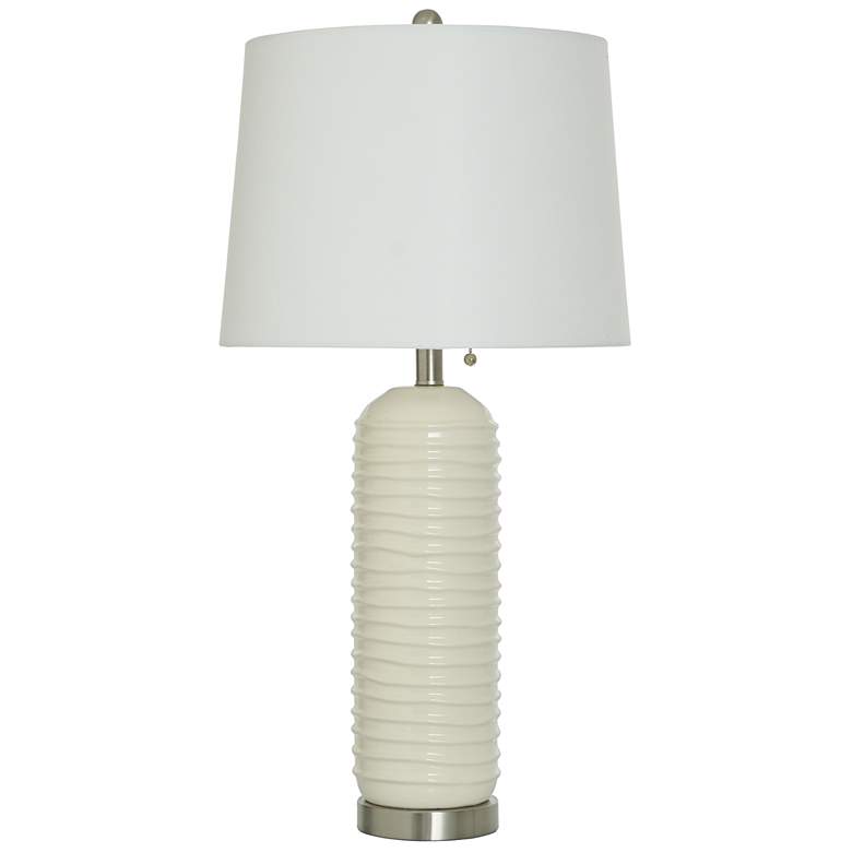 Image 1 Alba 30"H Cream Nickel Table Lamp w/ Off-White Shade