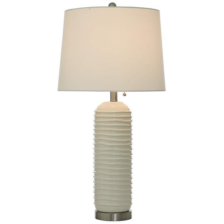 Image 2 Alba 30"H Cream Nickel Table Lamp w/ Off-White Shade more views