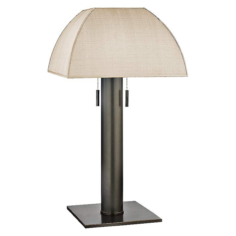 Image 1 Alba Old Bronze Table Lamp with Natural Silk Shade