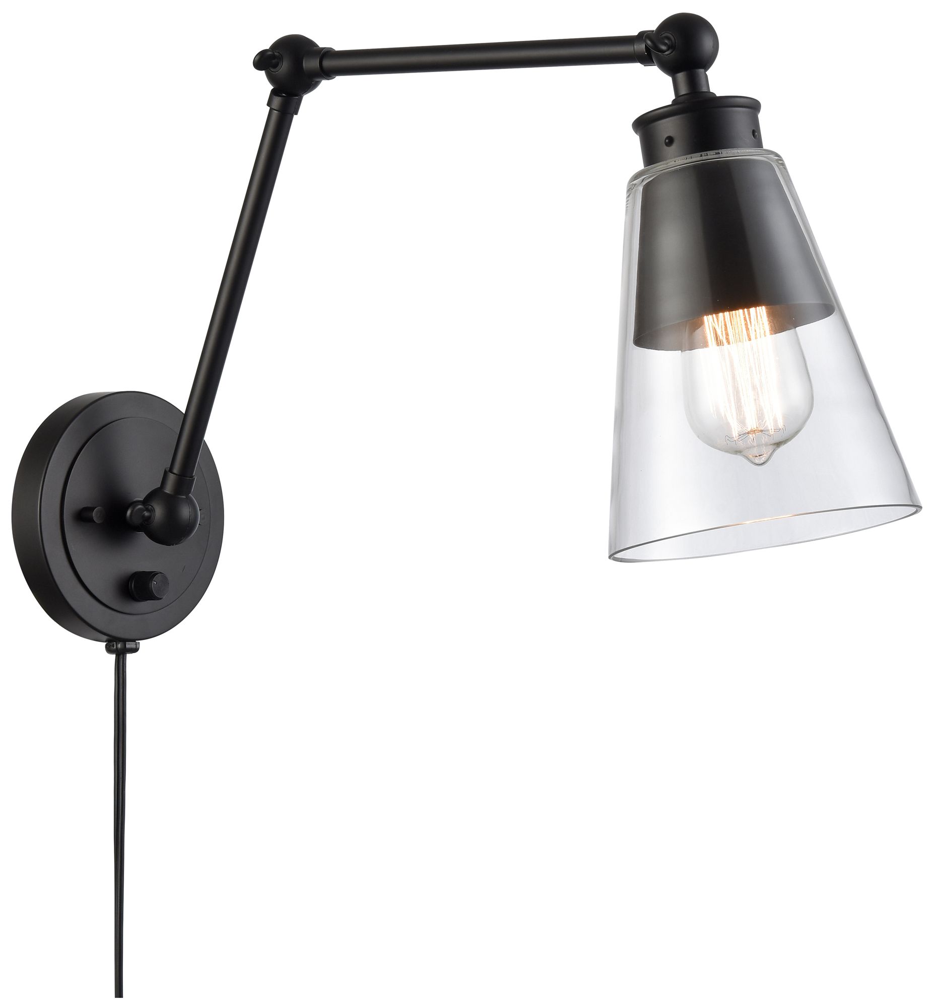 Albany 16" High 1Light Hinged Swingarm Sconce Matte Black 7789A