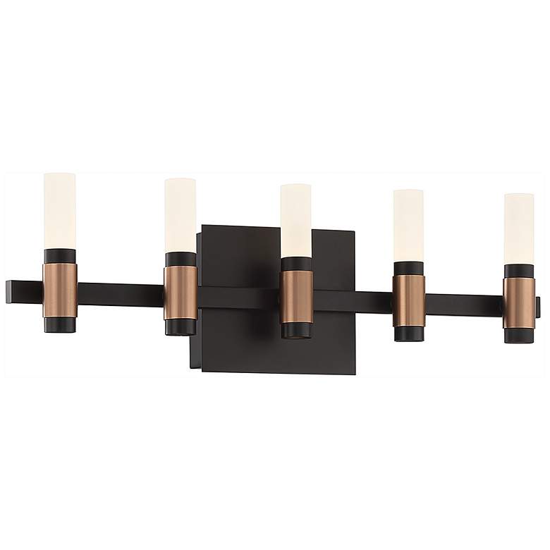 Image 6 Albany 20" Wide Black and Brass 5-Light LED Bath Light more views