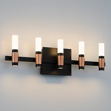 Albany 20" Wide Black and Brass 5-Light LED Bath Light