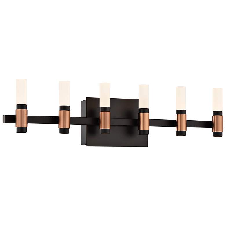 Image 4 Albany 26 1/2" Wide Black and Brass 6-Light LED Bath Light more views