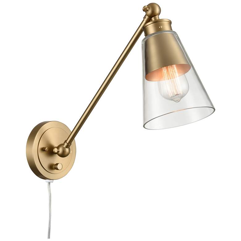 Image 1 Albany 9.25" High 1-Light Swingarm Sconce - Brushed Gold