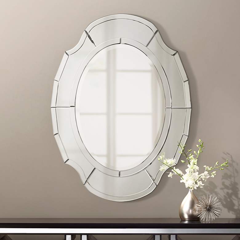 Image 1 Albany Scalloped 25 inch x 34 inch Oval Wall Mirror