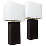 Albers 21" Black Leather Modern Table Lamps Set of 2