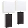 Albers 21" Espresso Brown Leather Accent Table Lamp Set of 2