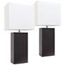 Thumbnail1 of Albers 21" Espresso Brown Leather Accent Table Lamp Set of 2
