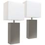 Albers 21" Gray Leather Modern Accent Table Lamps Set of 2