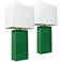 Albers 21" High Modern Green Leather Accent Table Lamps Set of 2