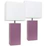 Albers 21" Purple Leather Accent Table Lamp Set of 2
