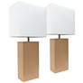 Albers 21" Rectangle Beige Leather Modern Table Lamps Set of 2