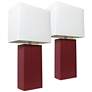Albers 21" Red Leather Accent Table Lamps Set of 2