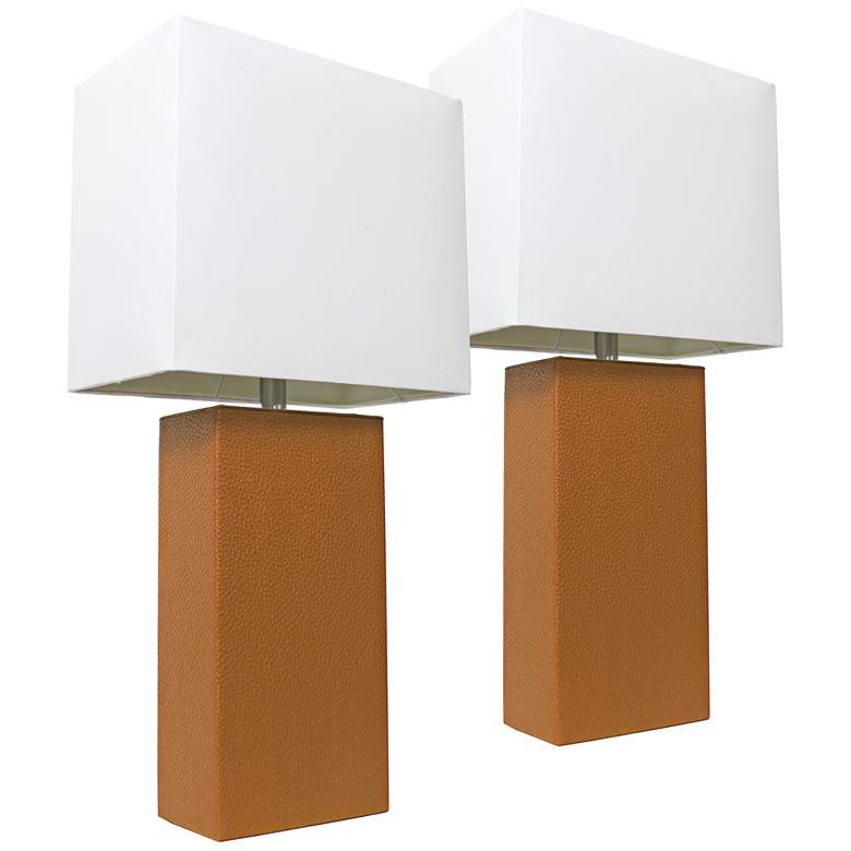 Image 1 Albers 21" Tan Leather Accent Table Lamp Set of 2