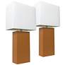 Albers 21" Tan Leather Accent Table Lamp Set of 2