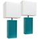 Albers 21" Teal Blue-Green Leather Modern Accent Table Lamp Set of 2