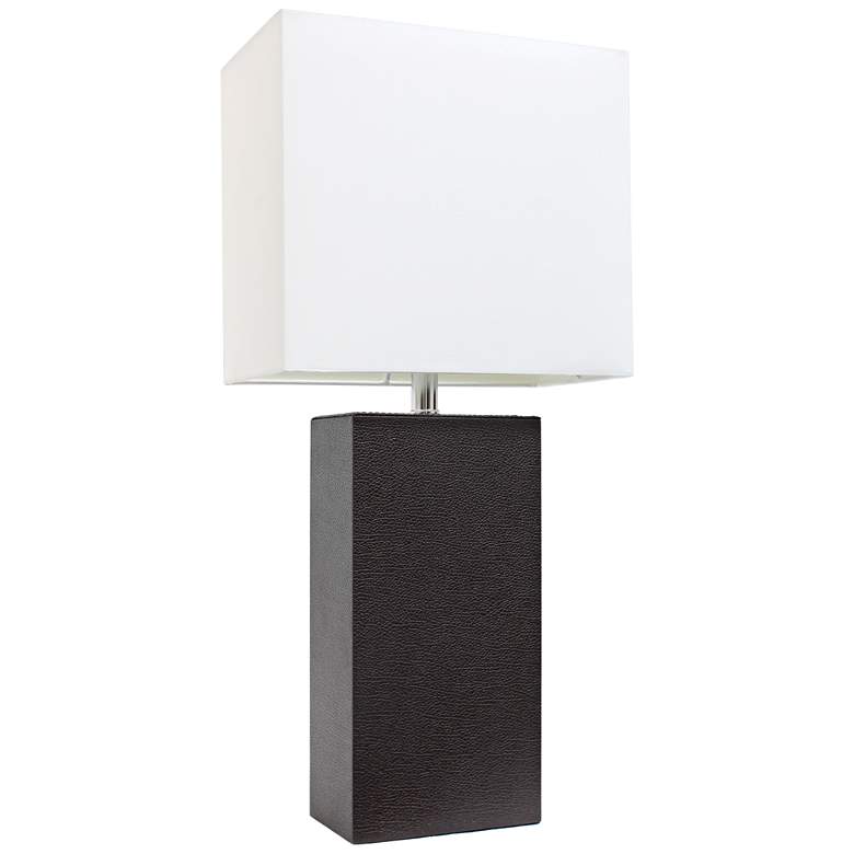 Image 1 Albers Espresso Brown Leather Accent Table Lamp