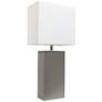 Albers Gray Leather Accent Table Lamp