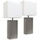 Albers Gray Leather Modern Accent Table Lamps Set of 2