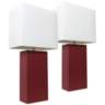 Albers Red Leather Accent Table Lamps Set of 2