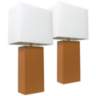 Albers Tan Leather Accent Table Lamp Set of 2