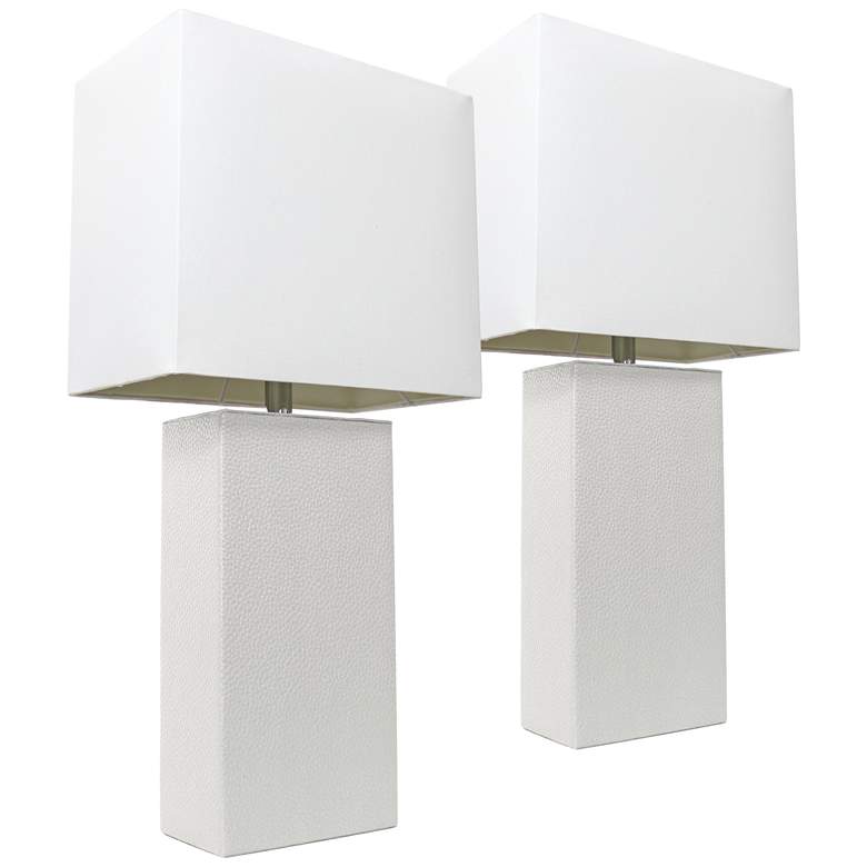 Image 1 Albers White Leather Accent Table Lamp Set of 2