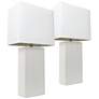 Albers White Leather Accent Table Lamp Set of 2