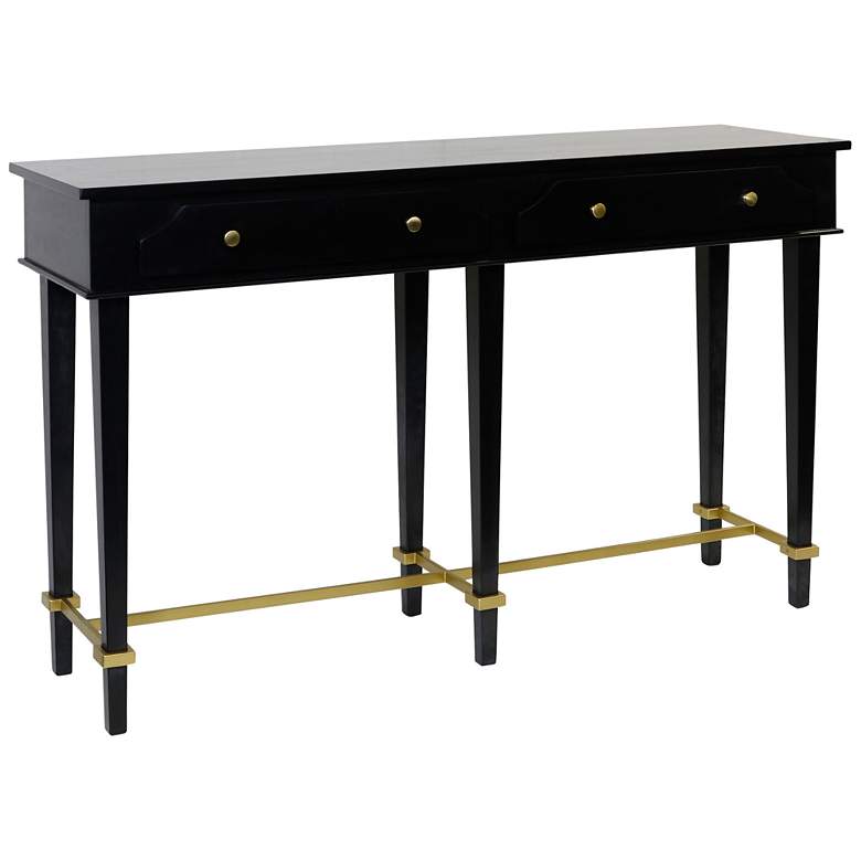 Image 1 Albert 56" Wide Black and Gold Two Drawer Console Table