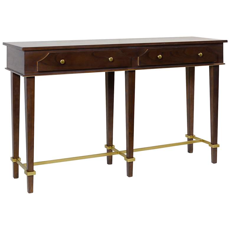 Image 1 Albert 56" Wide Dark Caramel 2-Drawer Console Table