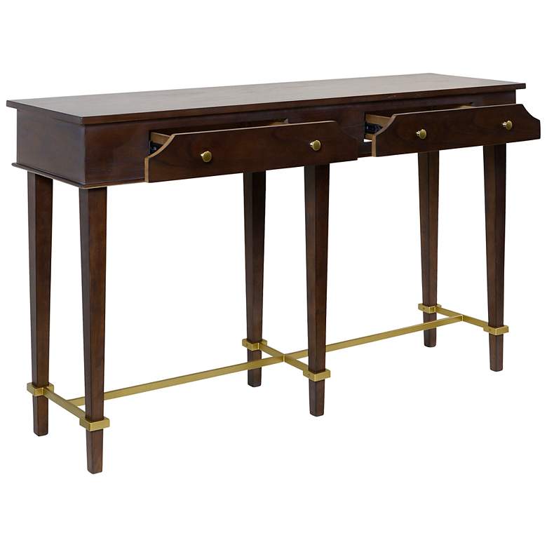 Image 2 Albert 56" Wide Dark Caramel 2-Drawer Console Table more views