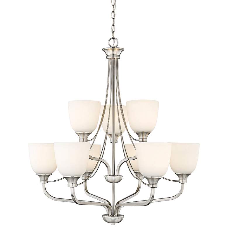 Image 1 Alberta 32" Wide Brushed Nickel 9-Light Chandelier