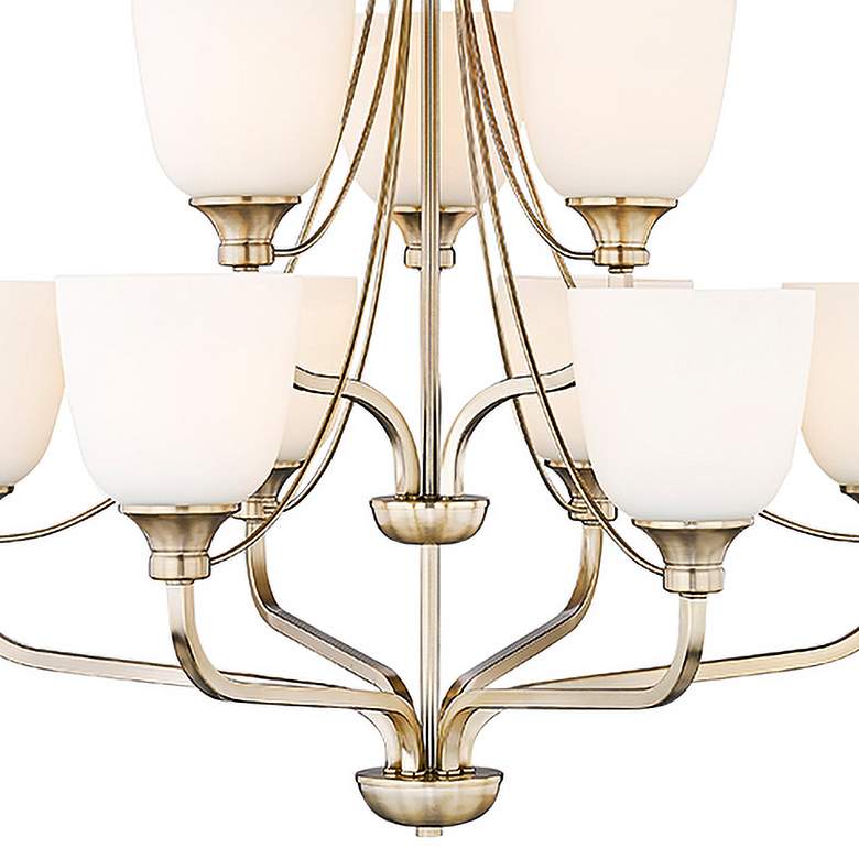 Image 2 Alberta 32"W Modern Gold 9-Light Chandelier w/ White Glass more views