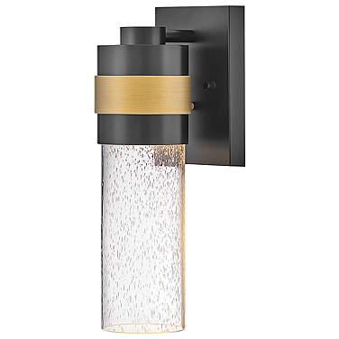 Albie 12 3/4" High Black and Brass LED Outdoor Wall Light