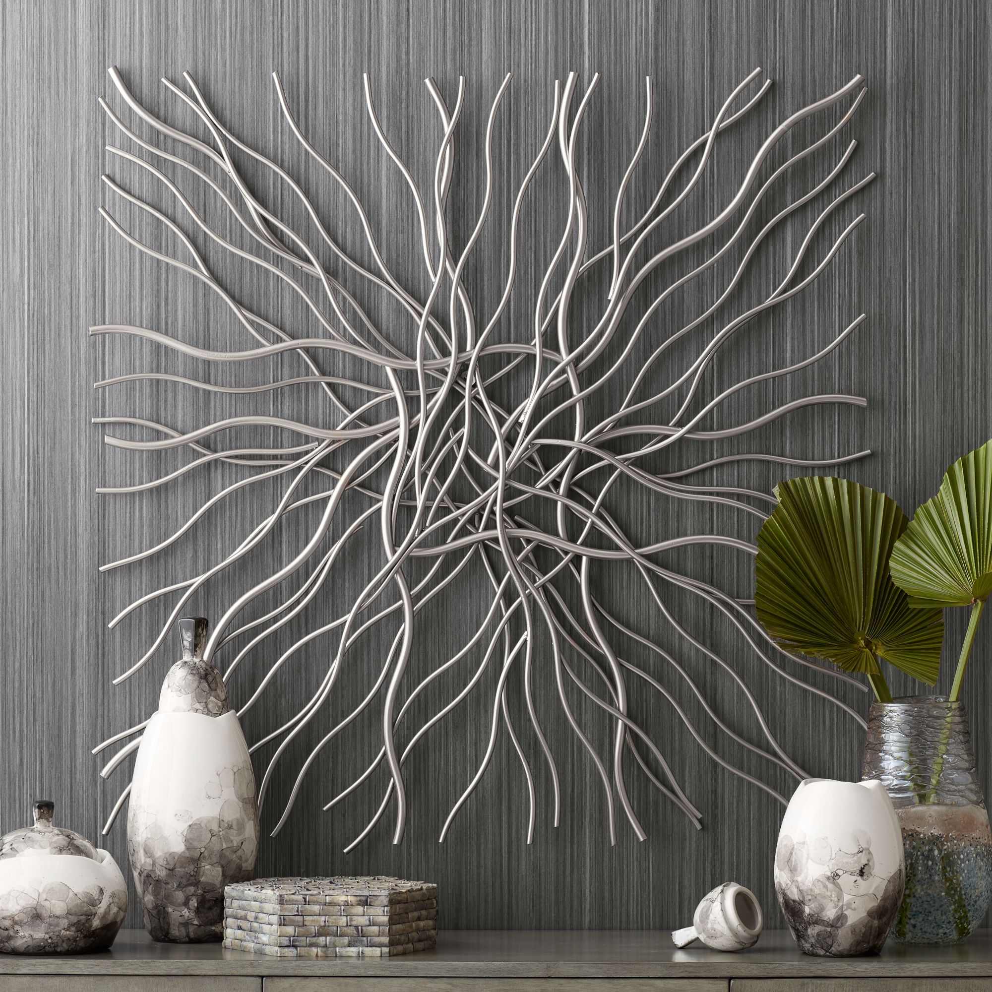 Abstract Leaves Wall Art Home Decoration Black Metal Wall Hanging Ornament Decor 