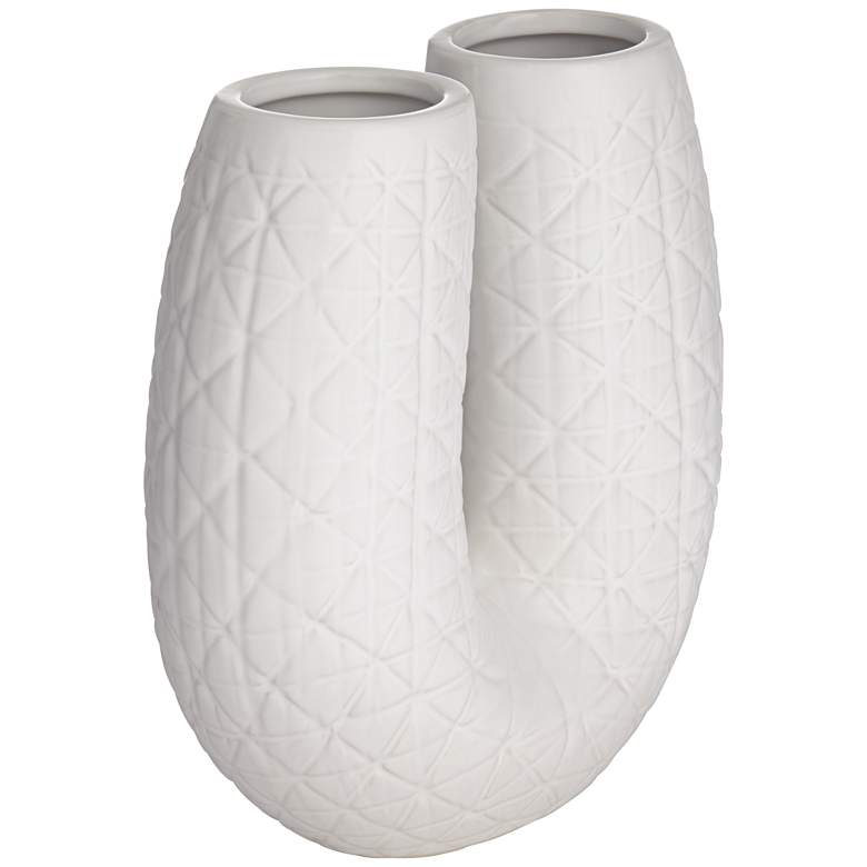 Image 6 Albuquerque Matte White 10" High U-Shaped Decorative Vase more views