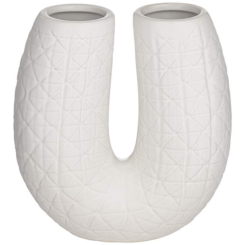 Image 3 Albuquerque Matte White 9 3/4" High U-Shaped Decorative Vase