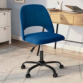 Image1 of Alby Blue Velvet Adjustable Swivel Office Chair