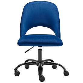Image5 of Alby Blue Velvet Adjustable Swivel Office Chair more views