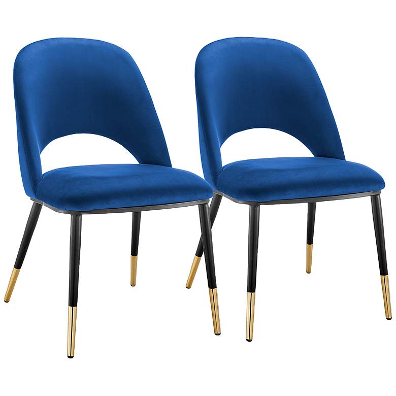 Image 1 Alby Blue Velvet Fabric Side Chair Set of 2