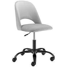 Image2 of Alby Gray Velvet Adjustable Swivel Office Chair
