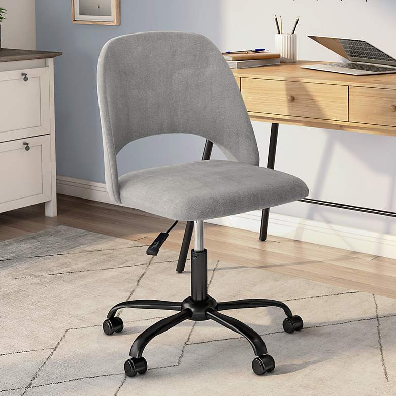 Image 1 Alby Gray Velvet Adjustable Swivel Office Chair