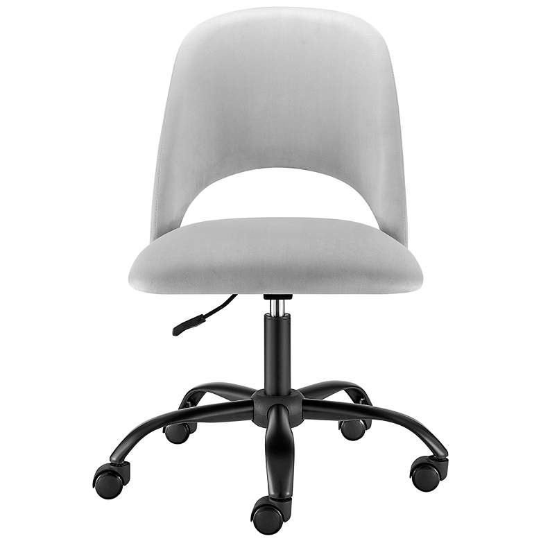 Image 6 Alby Gray Velvet Adjustable Swivel Office Chair more views